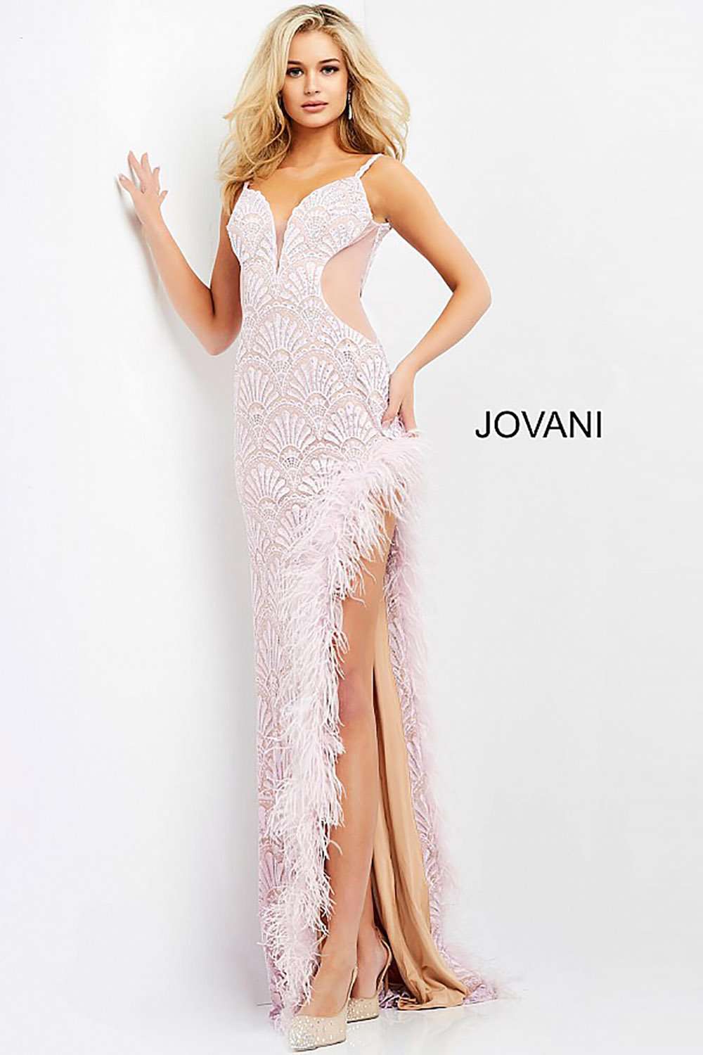Side Cut Outs High Slit Prom Dress Jovani 06558 - Morvarieds Fashion