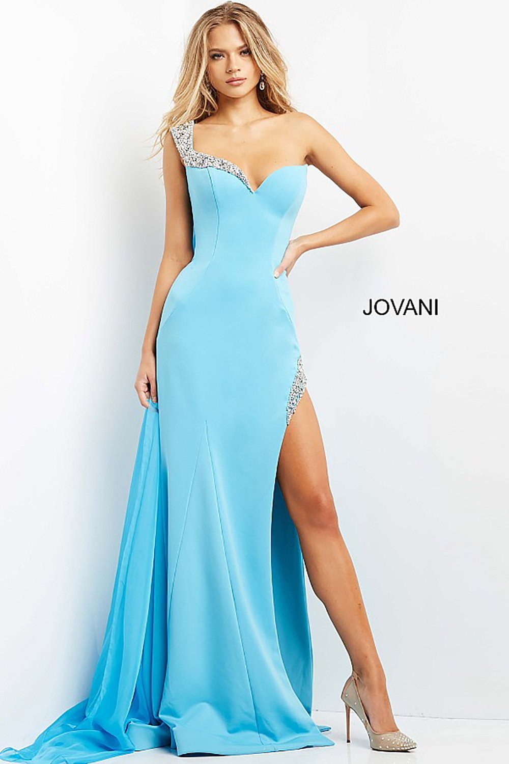 High Slit One Shoulder Prom Dress Jovani 08230 - Morvarieds Fashion