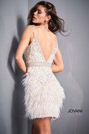 CL - Beaded Feather Homecoming Dress Jovani 04624 - Morvarieds Fashion