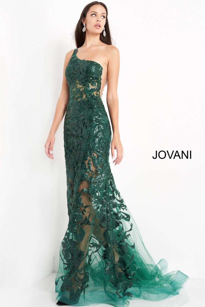 One Shoulder Embellished Prom Dress Jovani 02895 - Morvarieds Fashion