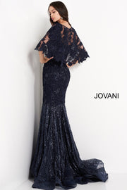 Cape Sleeve Lace Evening Dress Jovani 03158 - Morvarieds Fashion