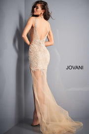 Sheer Embellished V Neck Prom Dress Jovani 1863 - Morvarieds Fashion
