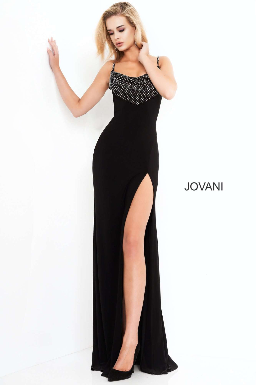 High Slit Embellished Bust Evening Dress Jovani 03251 - Morvarieds Fashion