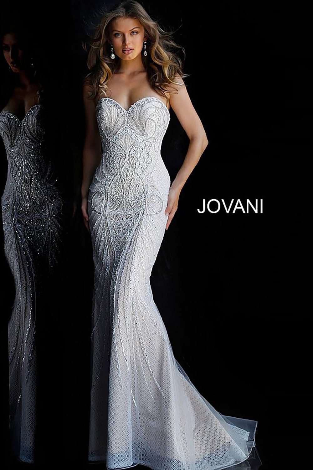 Off the Shoulder Beaded Mother of the Bride Evening Dress Jovani 45566 - Morvarieds Fashion