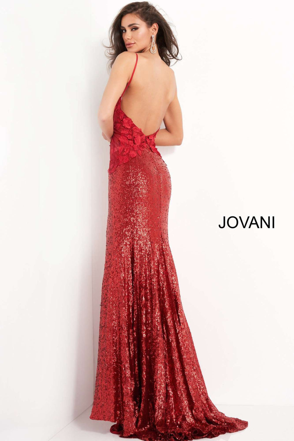 Floral Appliques High Slit Prom Dress Jovani 06426 - Morvarieds Fashion