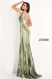 Green Embellished Plunging Neckline Prom Dress Jovani 05103 - Morvarieds Fashion