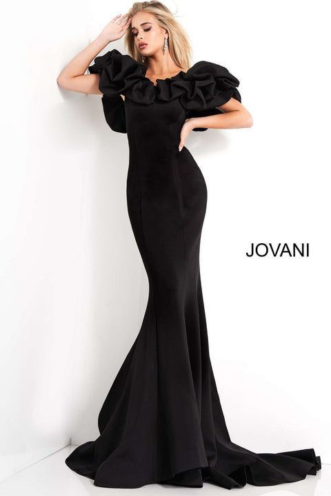 Off the Shoulder Scuba Evening Dress Jovani 04368 - Morvarieds Fashion