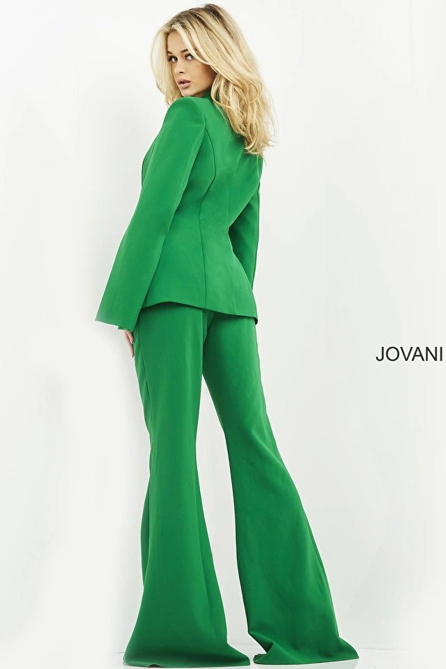 Jovani Emerald Single Breasted Contemporary Pant Suit Jovani 06922 - Morvarieds Fashion