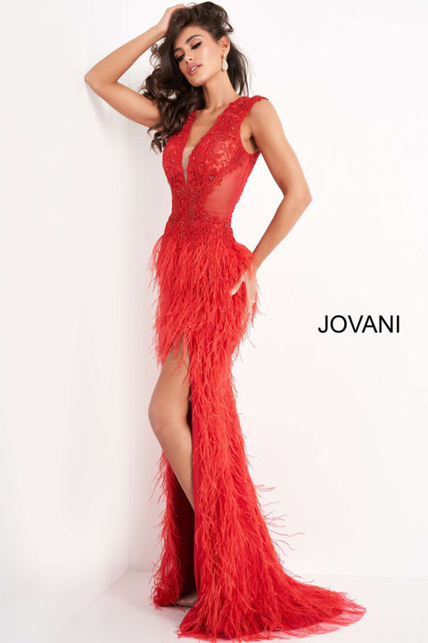 Embellished Feather Prom Dress Jovani 06446 - Morvarieds Fashion