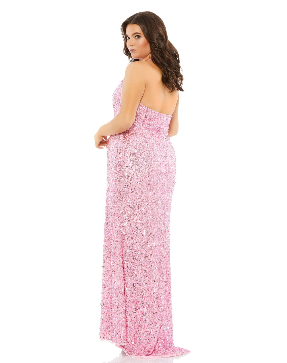 Sequined Halter Strap Open Back Gown | Mac Duggal 5314 (Plus) - Morvarieds Fashion