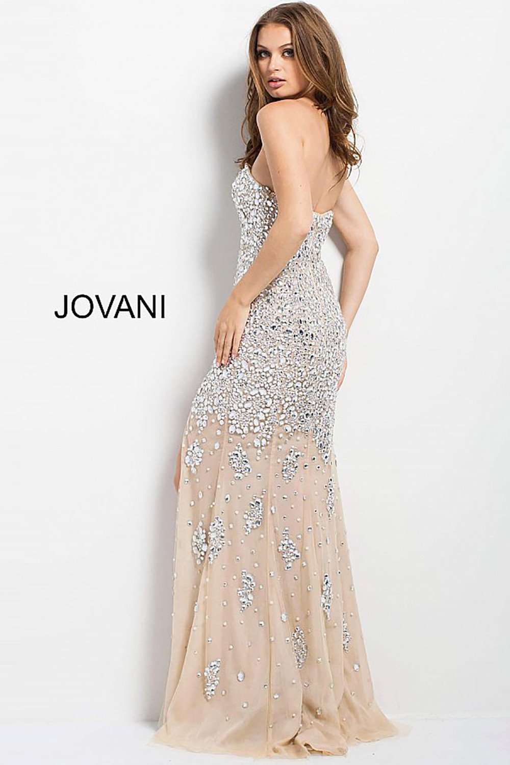 Long Beaded High Slit Prom Dress Jovani 4247 - Morvarieds Fashion