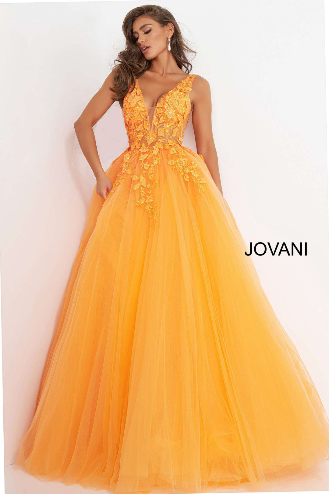 Floral Appliques Prom Ballgown Jovani 02840 - Morvarieds Fashion