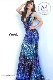 Blue Multi Sequin Mermaid Prom Dress Jovani 3192 - Morvarieds Fashion