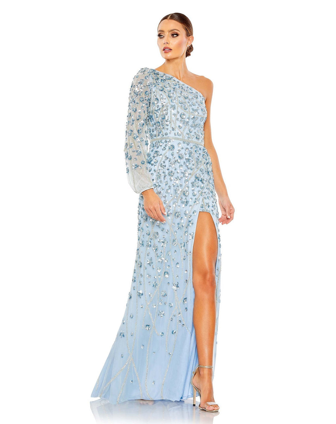 Embellished One Sleeve Faux Wrap Gown | Mac Duggal 5659 - Morvarieds Fashion