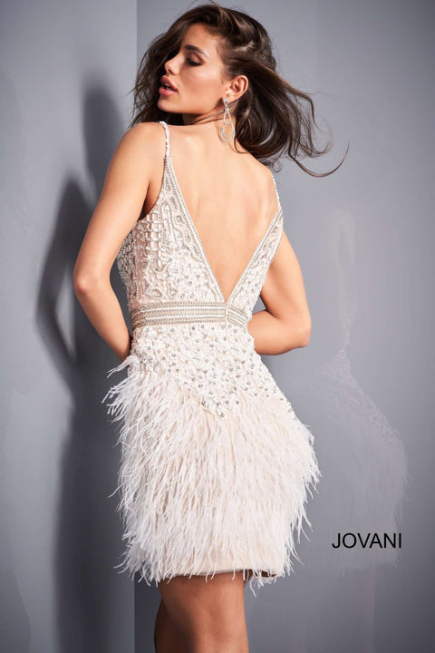 Beaded Feather Homecoming Dress Jovani 04624 - Morvarieds Fashion