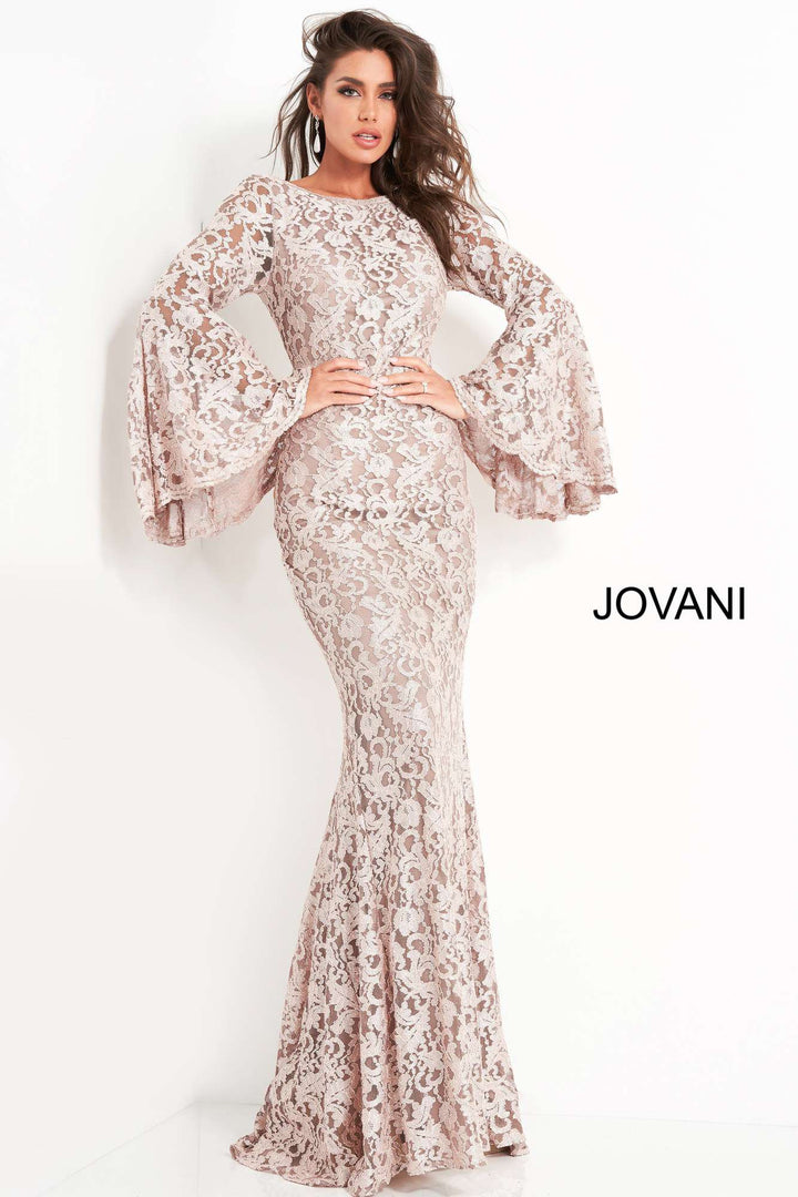 Bell Sleeve Fitted Lace Dress Jovani 03352 - Morvarieds Fashion