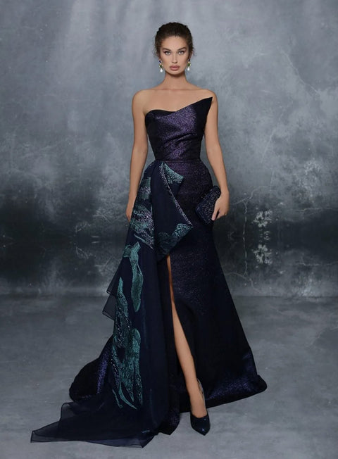 Modern Mother of the Bride Dress | FERİS - Tarik Ediz Evening Dress 96071 - Morvarieds Fashion