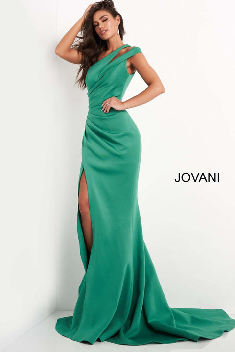 One Shoulder Ruched Evening Dress Jovani 04222 - Morvarieds Fashion