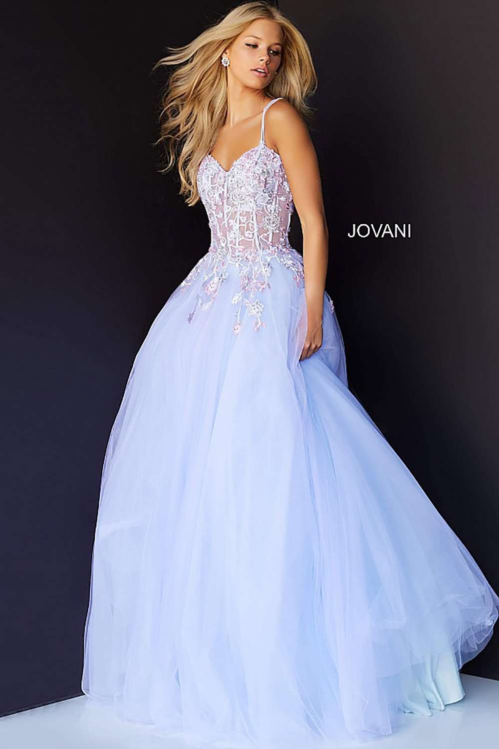 Lilac Floral Bodice Gorgeous Prom Ballgown Jovani 06207 - Morvarieds Fashion