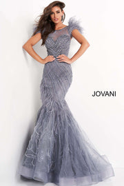 Ink Feather Embellished Evening Dress Jovani 04702 - Morvarieds Fashion