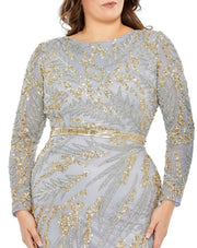 Long Sleeve High Neckline Embellished Gown | Mac Duggal 5358 - Morvarieds Fashion