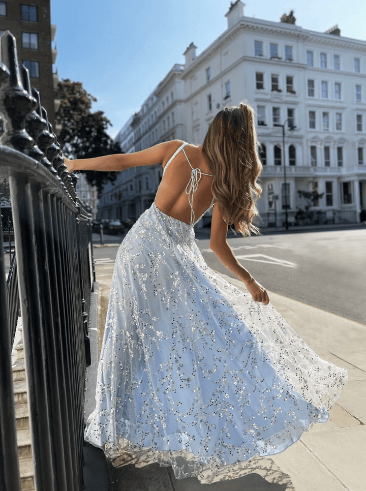 Stunning V-Neck Backless Sequin A-Line Formal Dress | Jadore Dress JP129 - Morvarieds Fashion