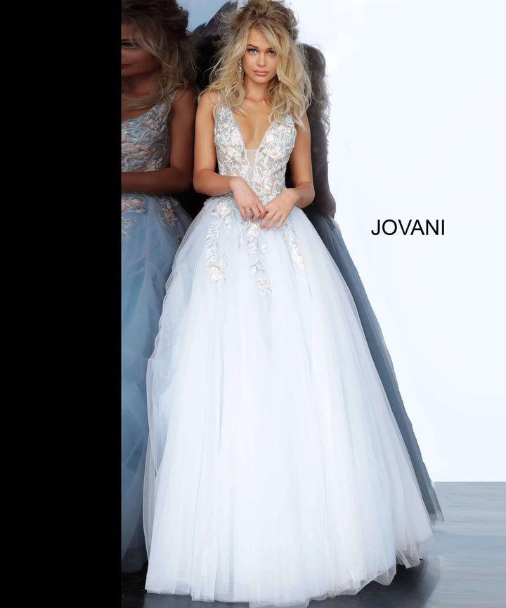 Tulle Floral Embroidered Prom Ballgown Jovani 11092 - Morvarieds Fashion