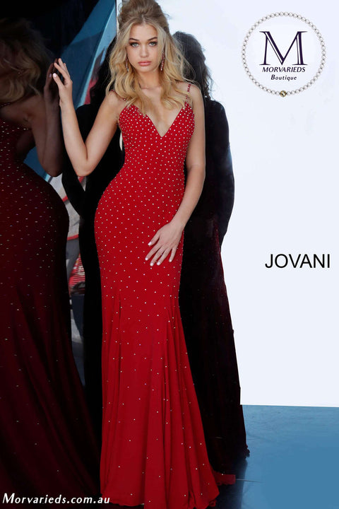 Jersey Beaded Fitted Prom Dress Jovani 63563 - Morvarieds Fashion