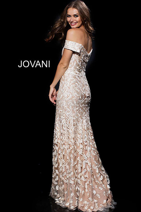 Off the Shoulder Embroidered Evening Dress Jovani 49634 - Morvarieds Fashion