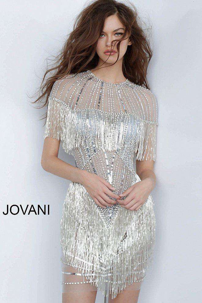 Embellished Sheer Neckline Cocktail Dress Jovani 11999 - Morvarieds Fashion