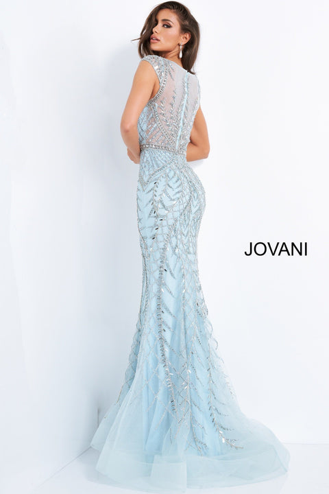 Beaded Sheer Neck Evening Gown Jovani 02336 - Morvarieds Fashion