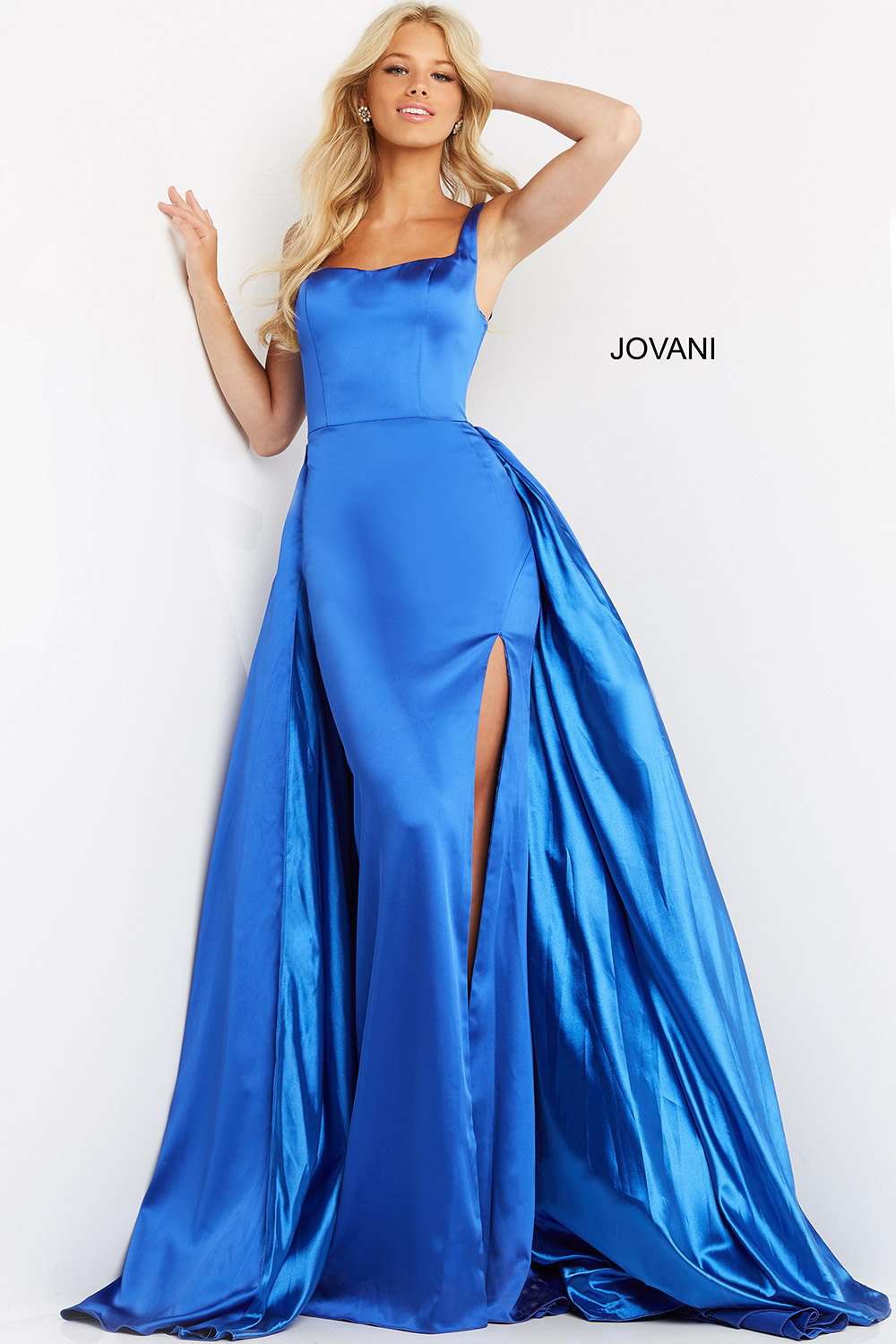 Square Neck Satin Column Prom Dress Jovani 07440 - Morvarieds Fashion