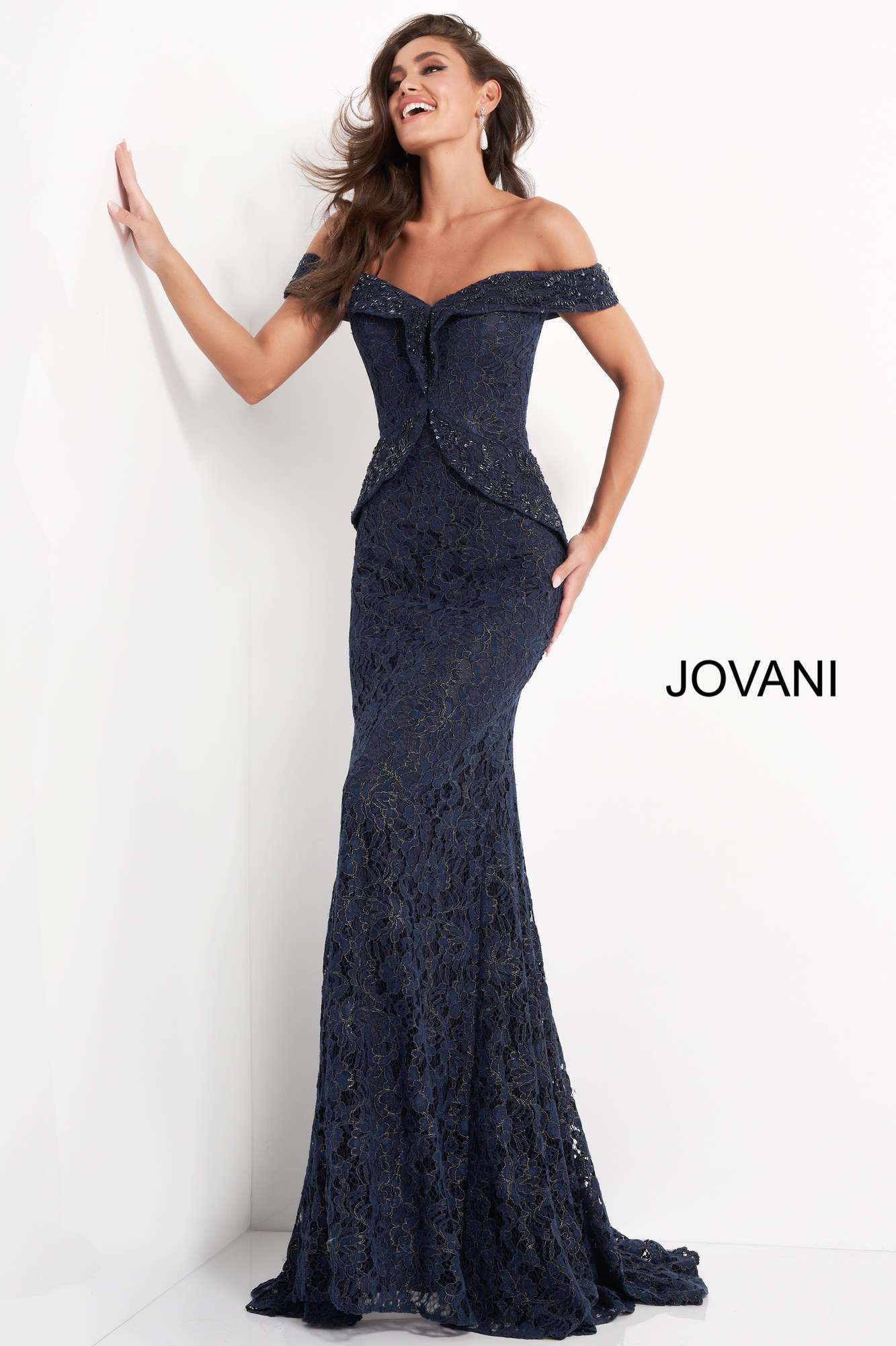 Off the Shoulder Embellished Evening Dress Jovani 05059 Morvarieds