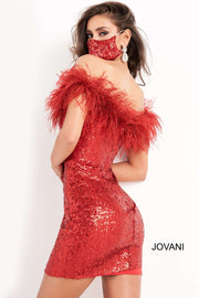 Sweetheart Feather Neckline Homecoming Dress Jovani 06167 - Morvarieds Fashion
