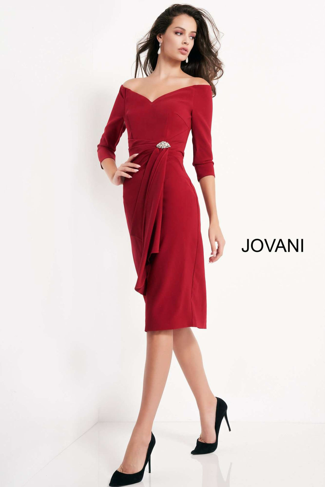 Three Quarter Sleeve Evening Dress Jovani 02949 - Morvarieds Fashion