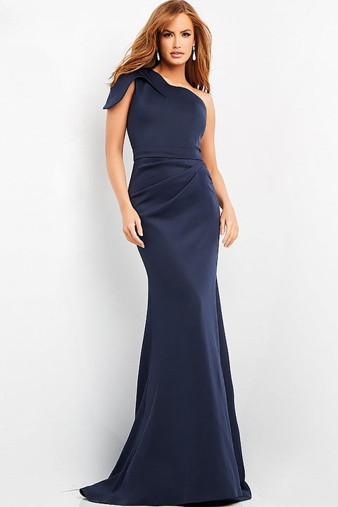 One Shoulder Ruched Evening Dress Jovani 06753 - Morvarieds Fashion