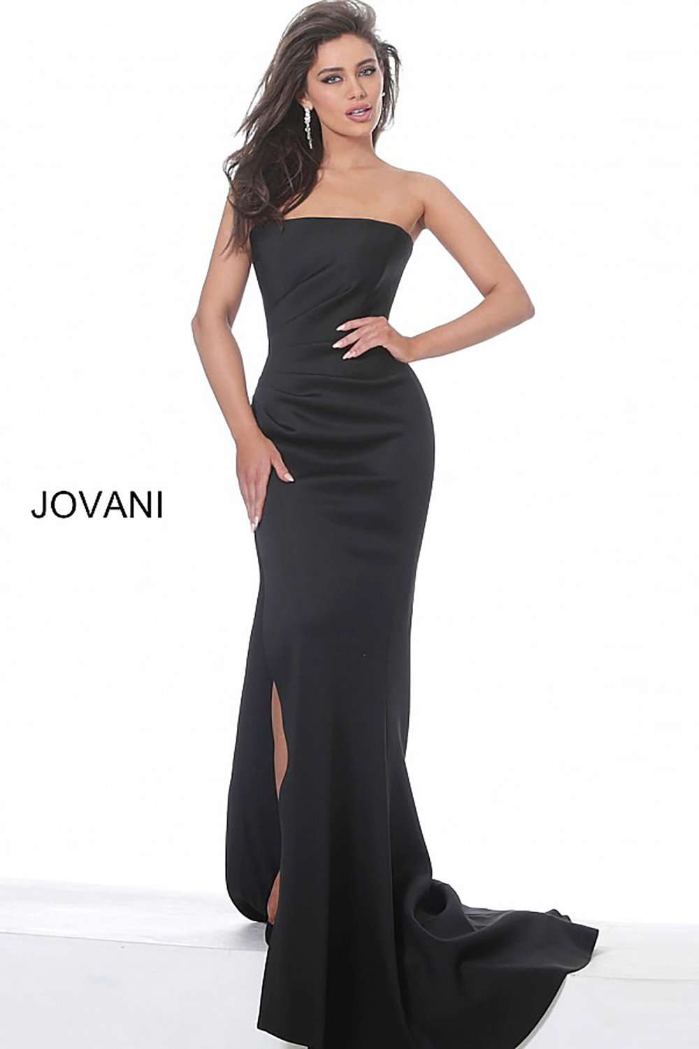Strapless Straight Neck Scuba Evening Dress Jovani 94366 - Morvarieds Fashion