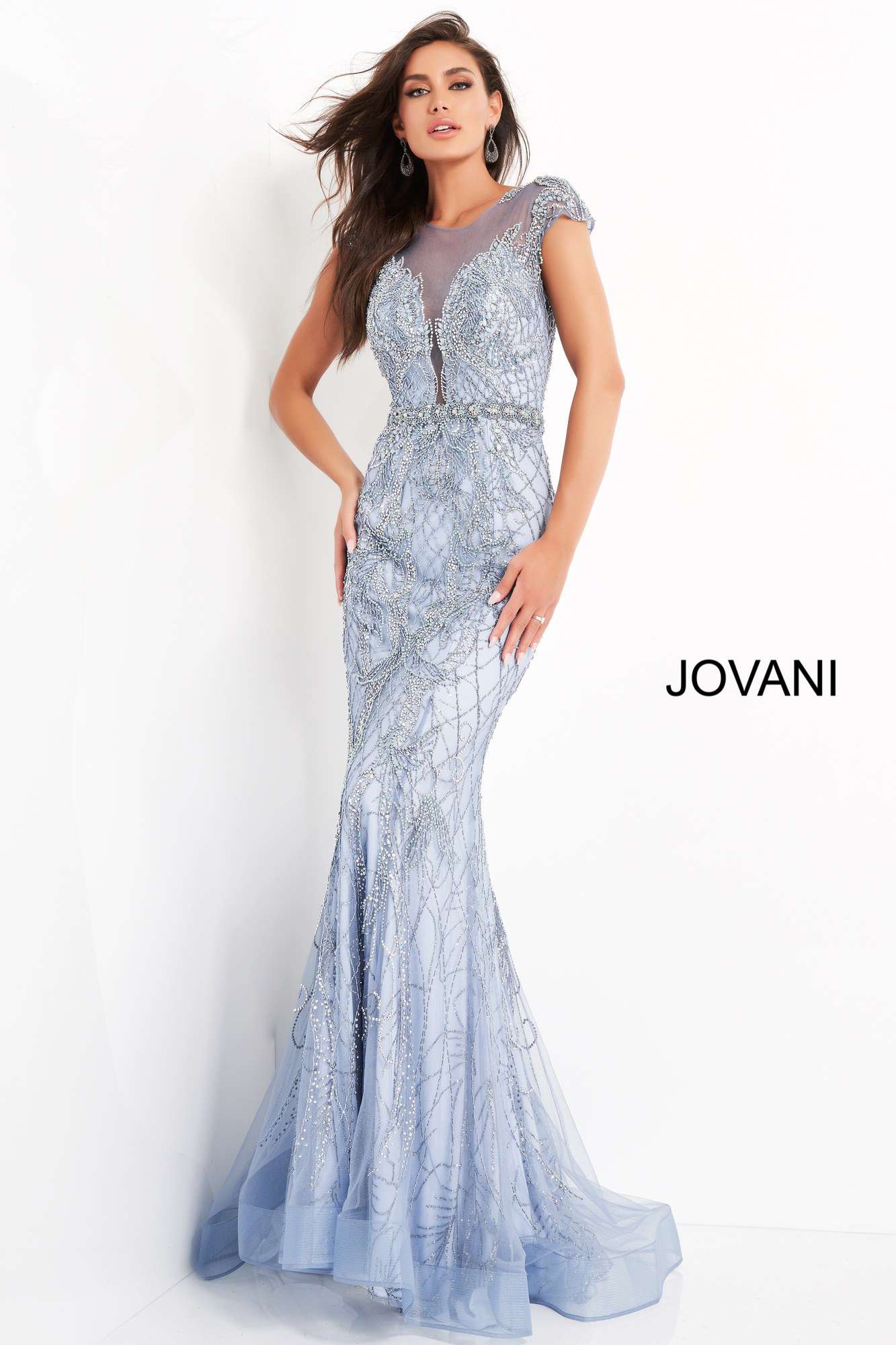 Light Blue Embellished Evening Dress Jovani 00883