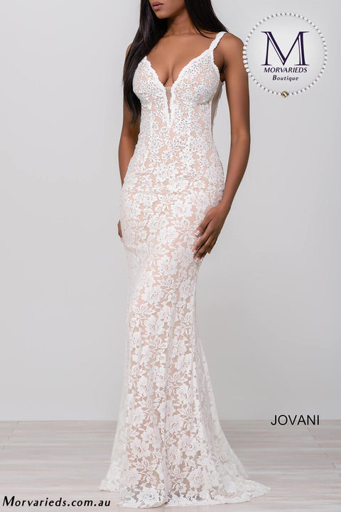 Lace Fitted V Neckline Prom Dress Jovani 48994 - Morvarieds Fashion