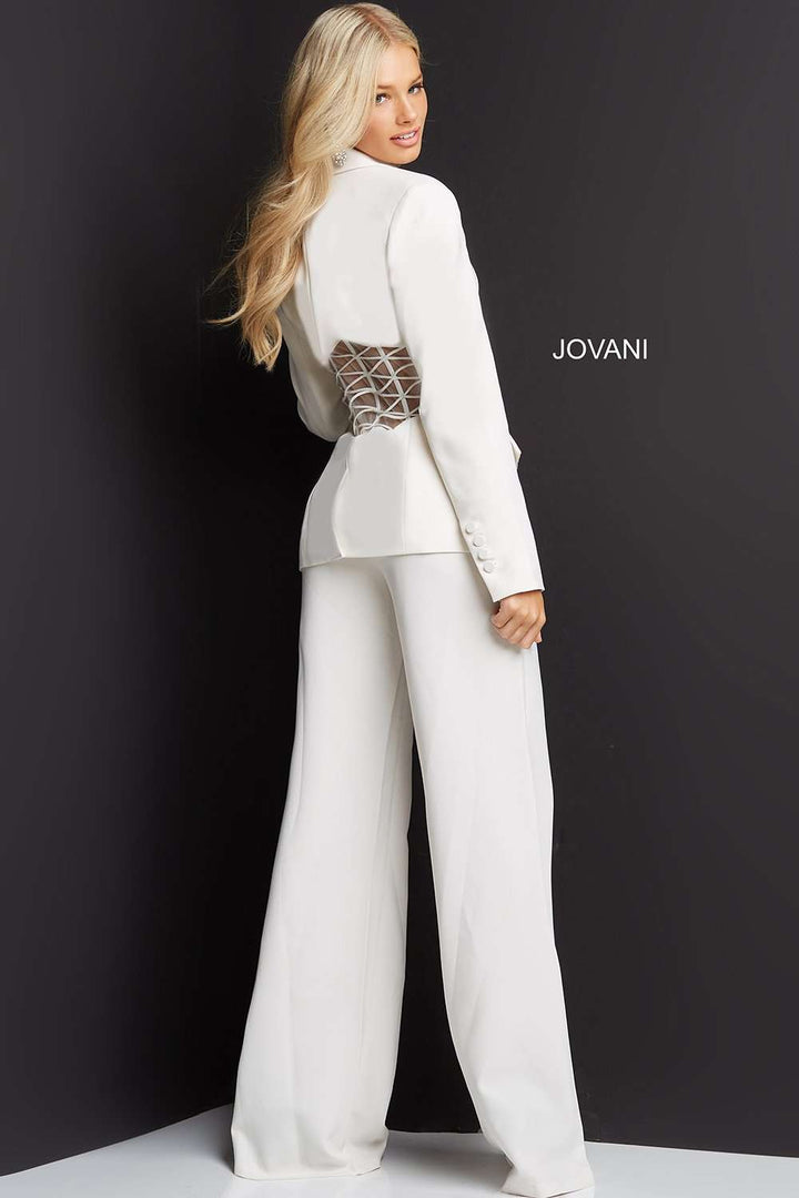 Illusion Waist Two Piece Pant Suit Dress Jovani 07227 - Morvarieds Fashion