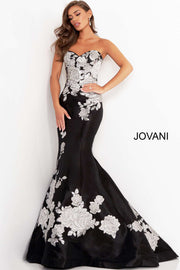Black Silver Floral Mermaid Evening Dress Jovani 3917 - Morvarieds Fashion