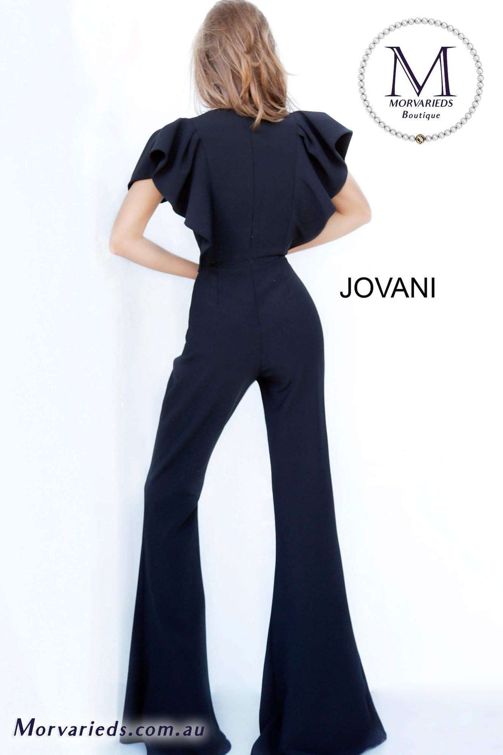 Short Sleeve V Neckline Jumpsuit Jovani 00762 - Morvarieds Fashion