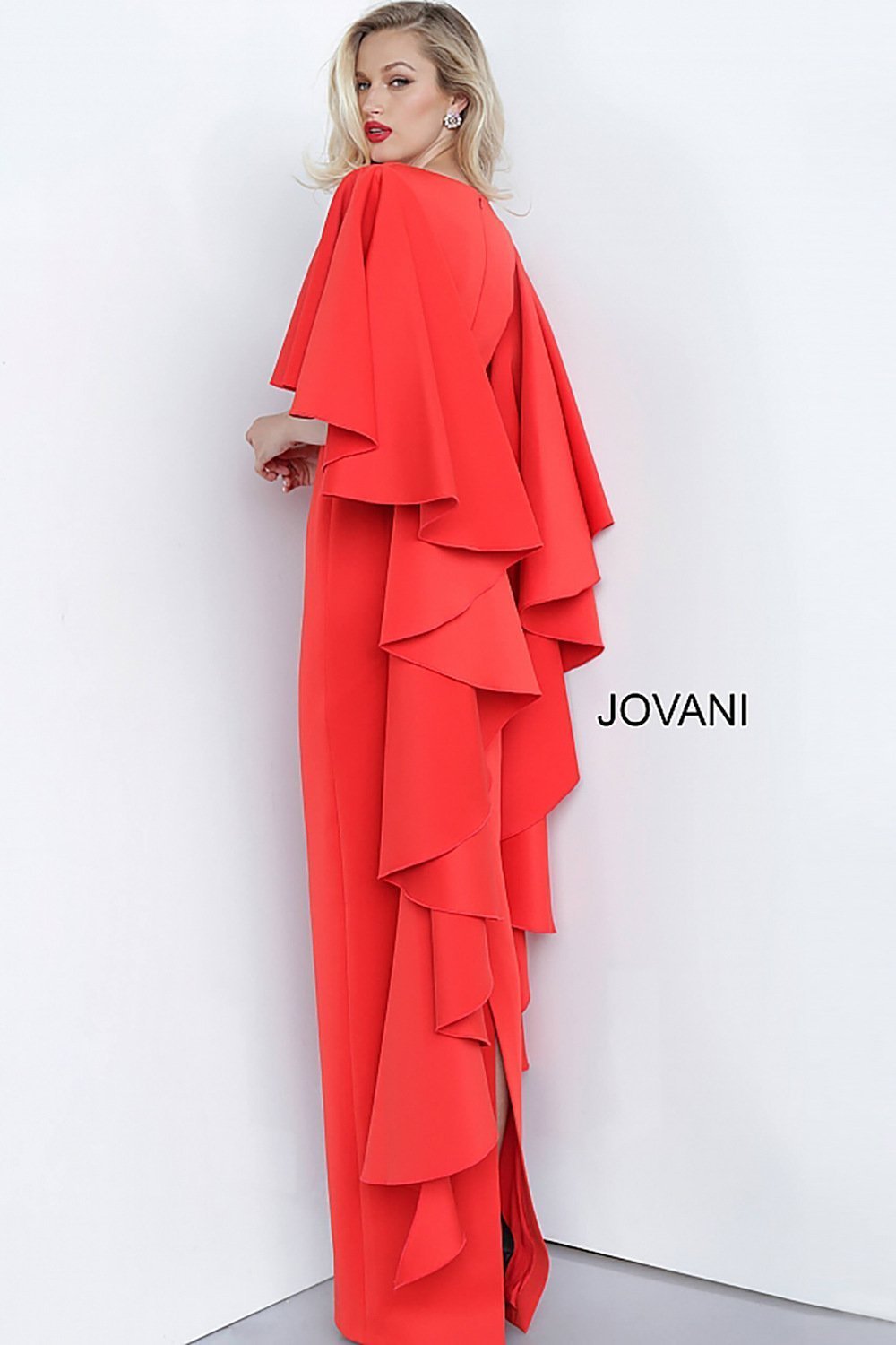 Fitted Scuba Flare Sleeve Evening Dress Jovani 3018 - Morvarieds Fashion