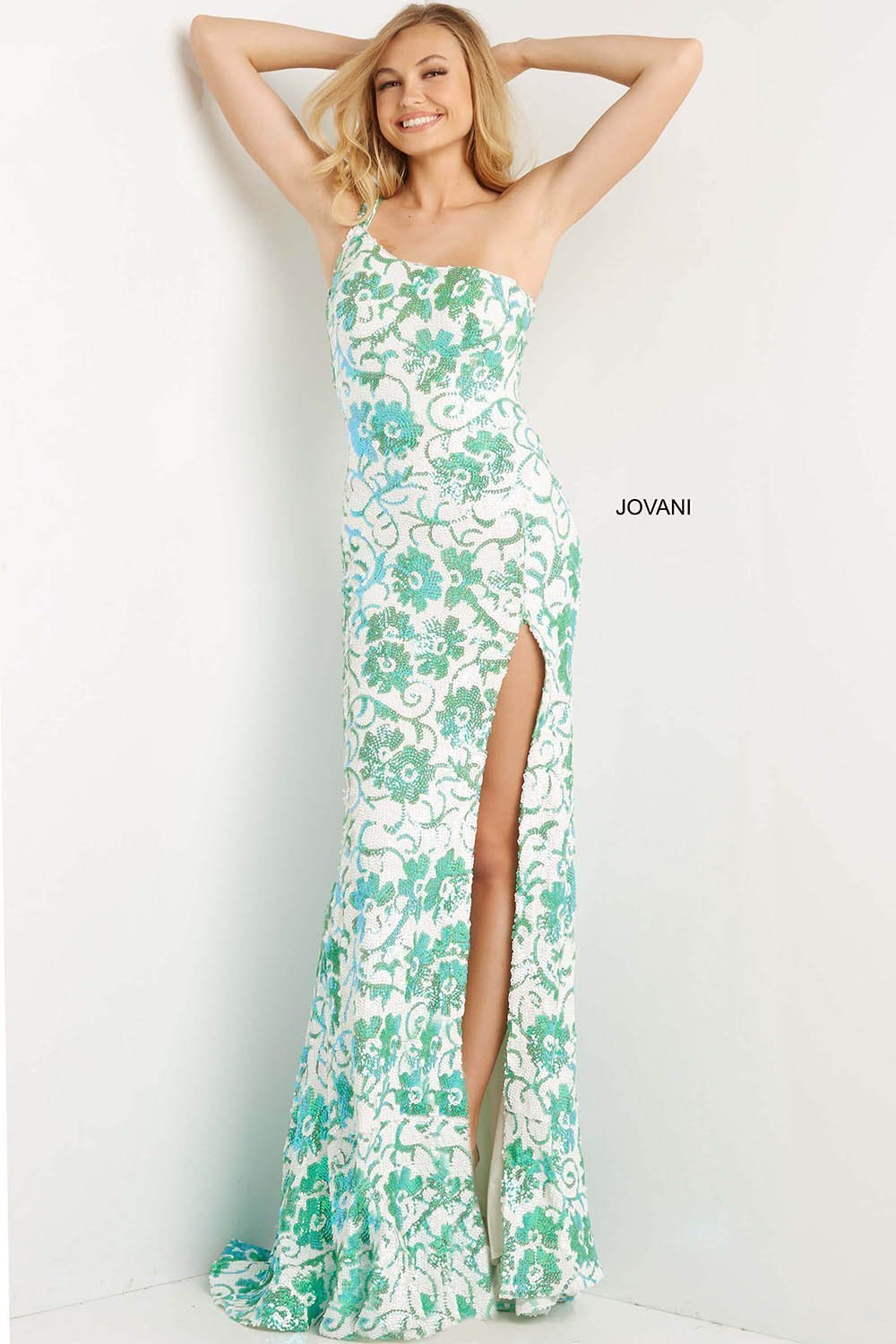 One Shoulder Sequin Prom Dress Jovani 08256 - Morvarieds Fashion