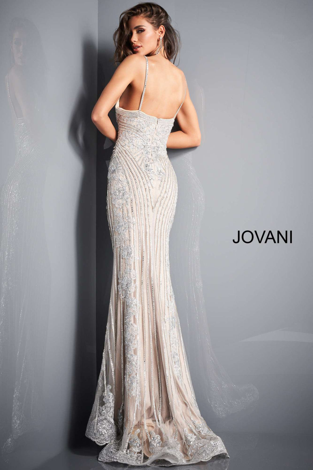 Spaghetti Strap V Neck Prom Dress Jovani 05752 - Morvarieds Fashion