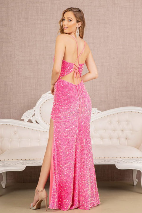 Sequin Illusion Sweetheart Lace-up Back Velvet Mermaid Elizabeth K Dress GL3147 - Morvarieds Fashion