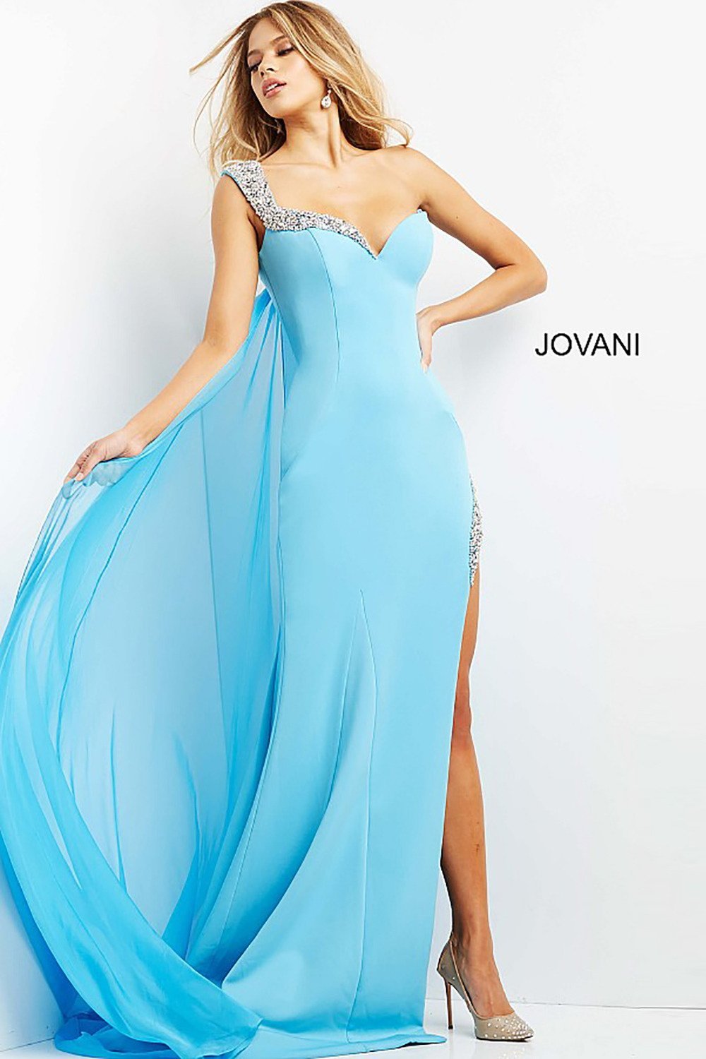 High Slit One Shoulder Prom Dress Jovani 08230 - Morvarieds Fashion