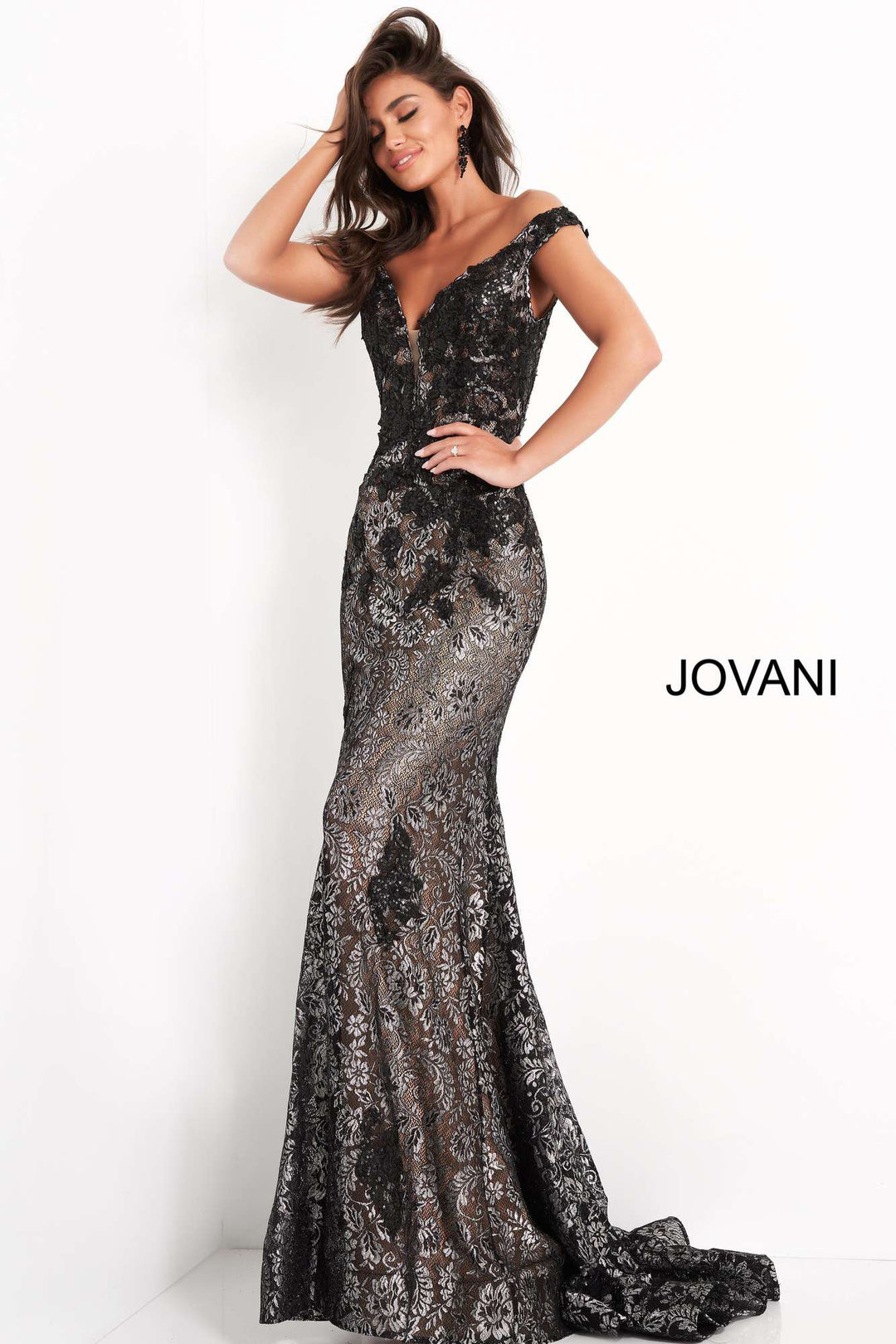 Off the Shoulder Lace Prom Dress Jovani 06437 - Morvarieds Fashion