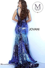 Blue Multi Sequin Mermaid Prom Dress Jovani 3192 - Morvarieds Fashion