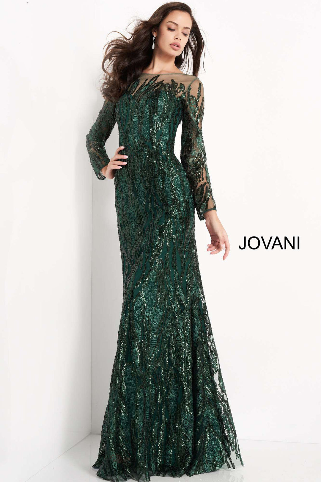 Sheer Neck Embellished Evening Dress Jovani 03936 - Morvarieds Fashion